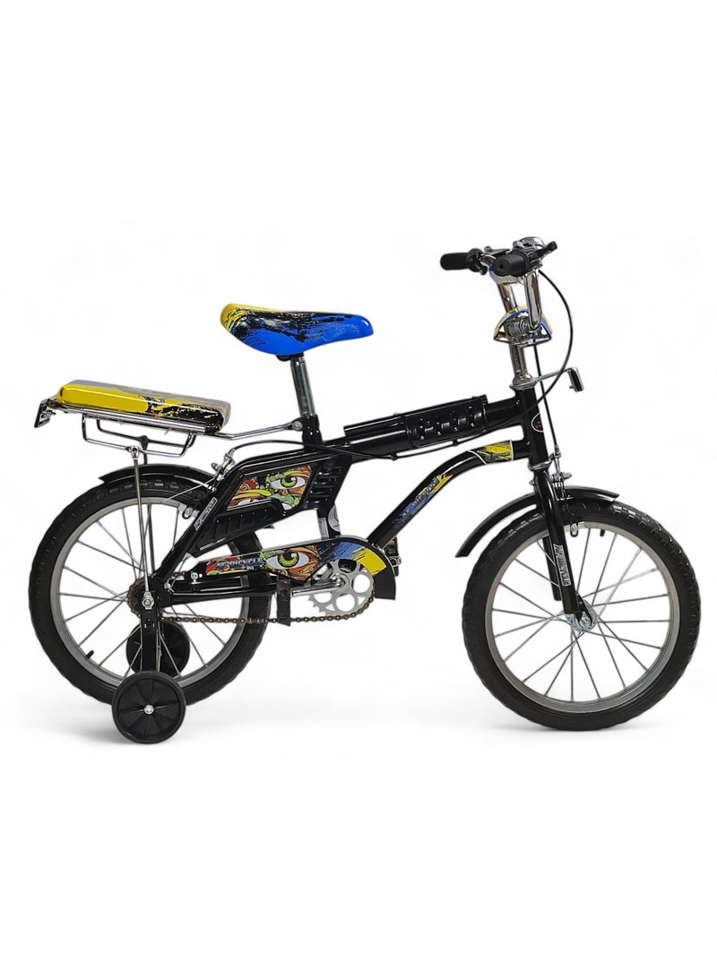 AL BADER Rambo Freestyle Kids Bike with Two Flashing Training Wheels and 2 Seats, 16-Inch Kids Bike with Double Handbrake For Boys Girls Age 7-11 Years, Children Bicycle with Adjustable Seat - Image 1
